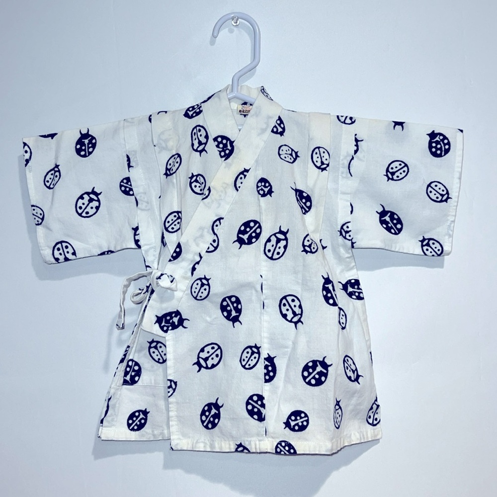 White Ladybug Baby Kimono Robe!